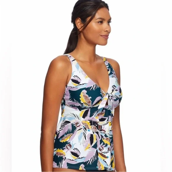 Birdsong Wanderlust Tie Front Underwire Bra Sized Tankini Top 32-DD/E US NWT - Picture 6 of 14